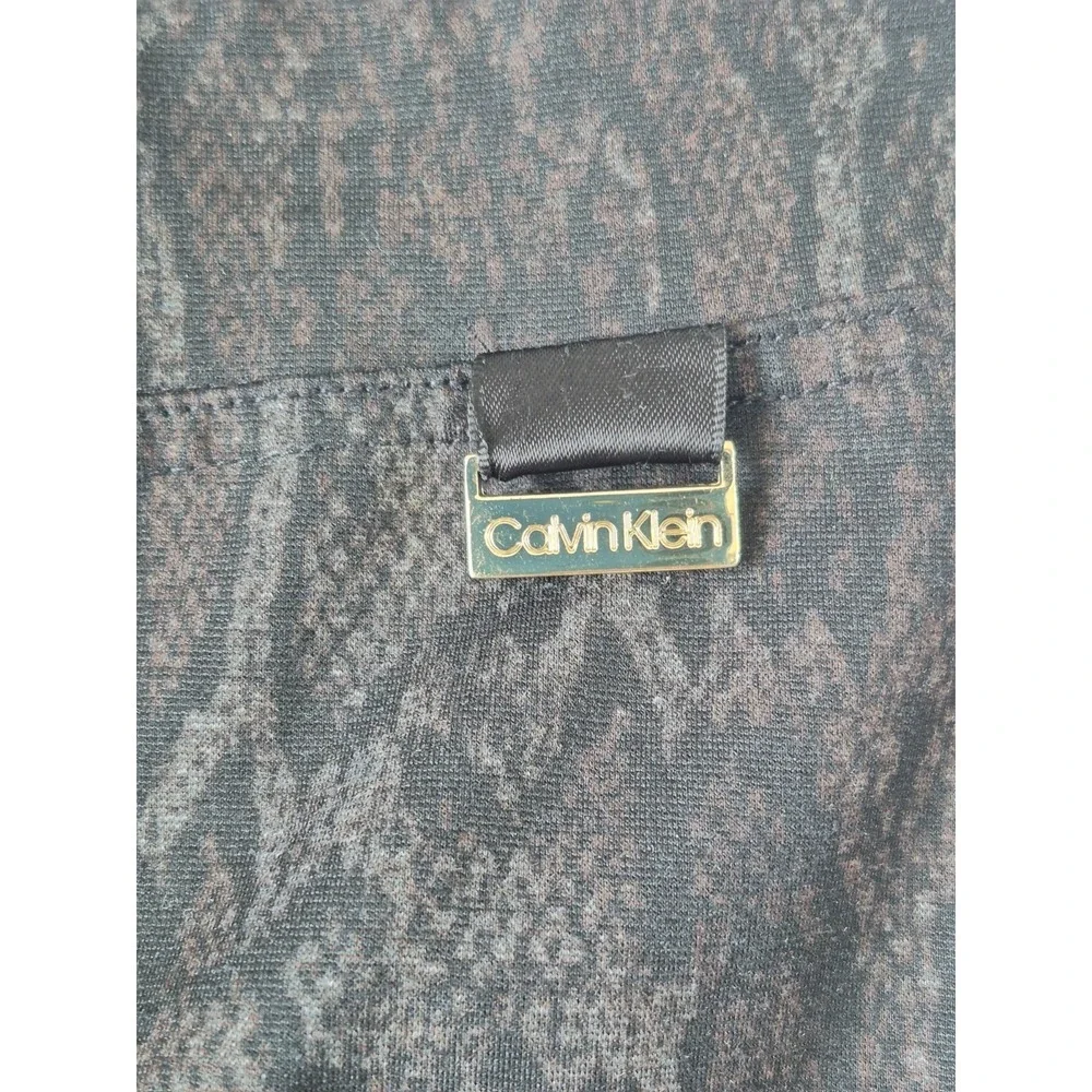 Calvin Klein Women's Snake Print Leggings Size L Black Gray Pull On Stretch